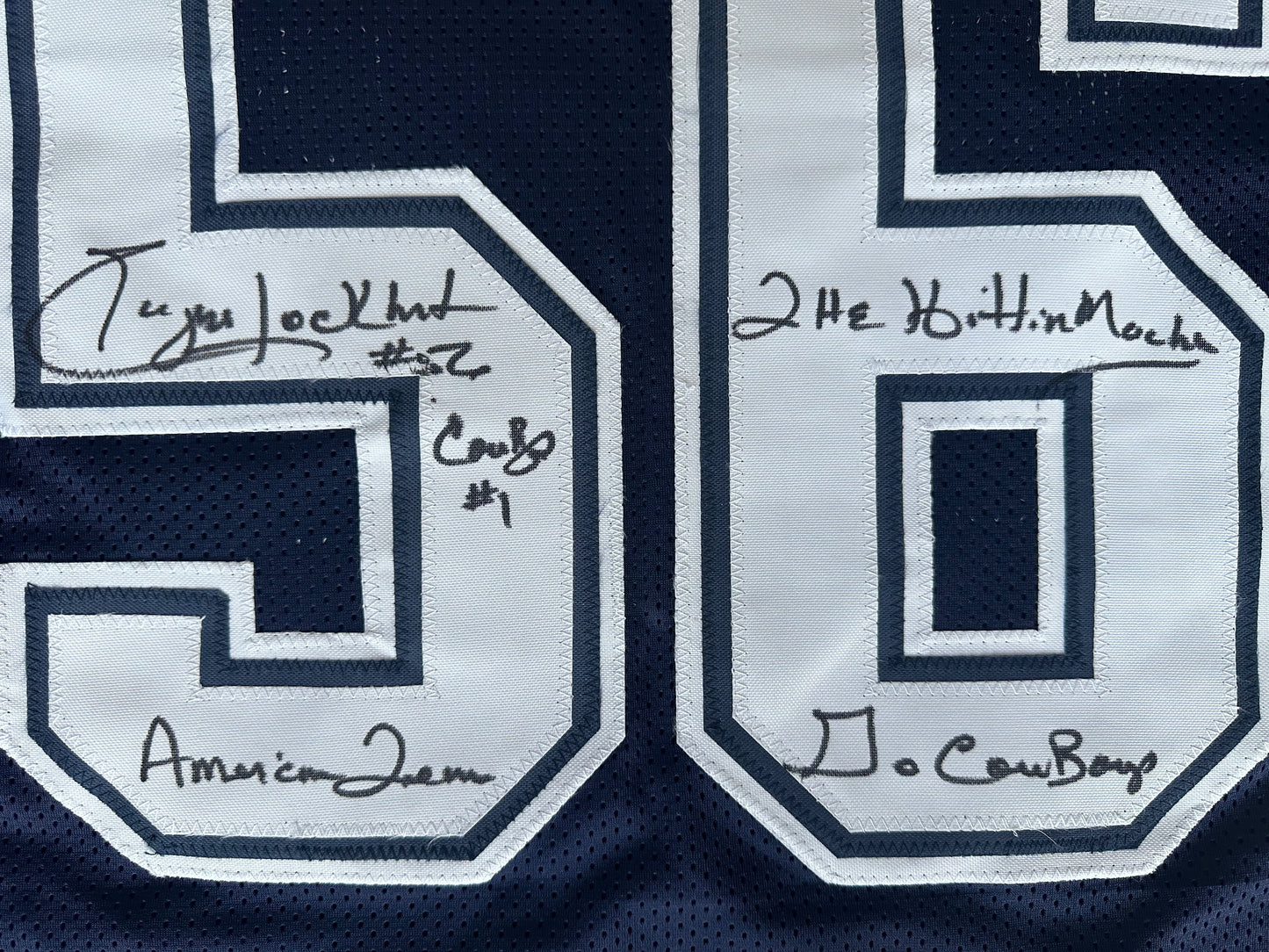 EUGENE LOCKHART DALLAS COWBOYS SIGNED BLUE JERSEY w/MULTI INSCs M BAS