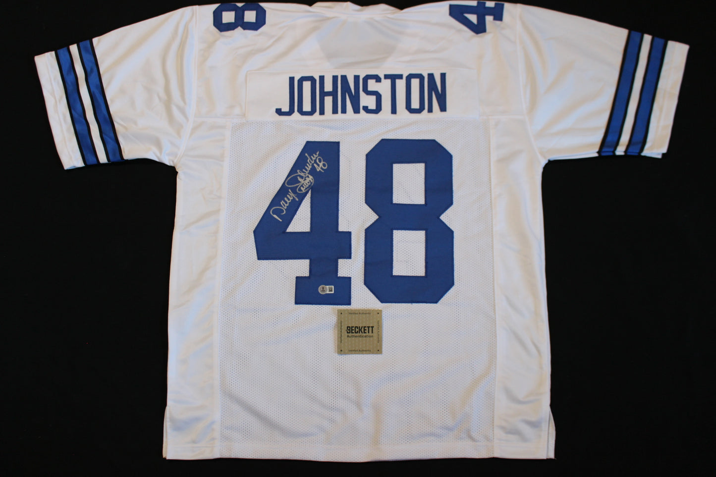 DARYL JOHNSTON DALLAS COWBOYS SIGNED HOME FOOTBALL JERSEY 2XL BAS COA