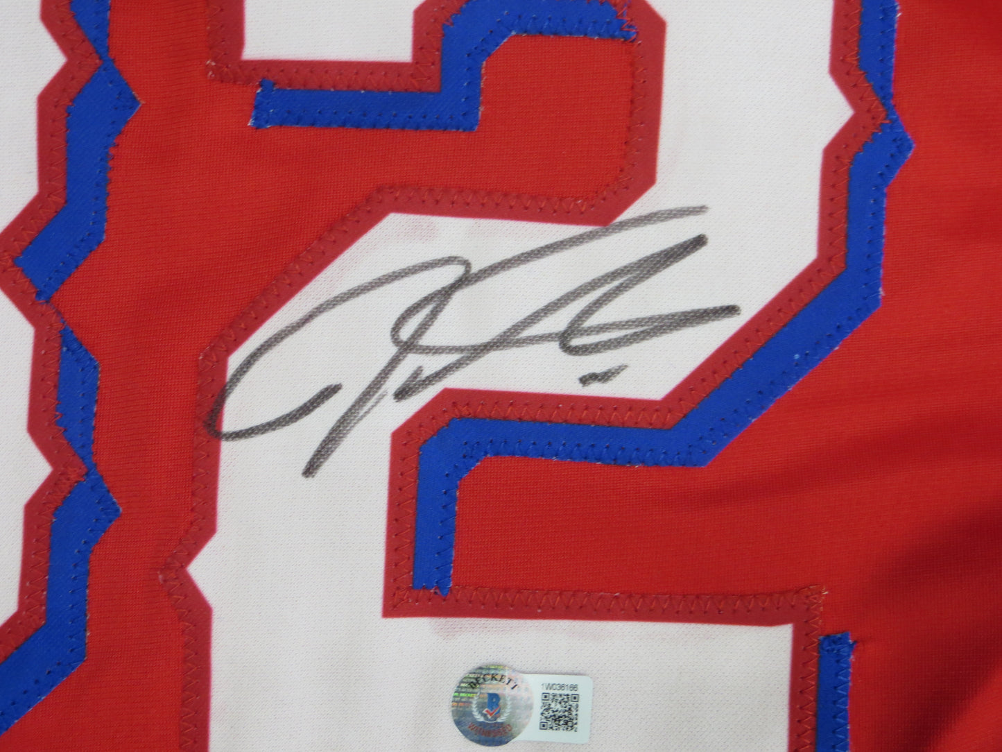 JOSH HAMILTON TEXAS RANGERS SIGNED RED JERSEY size L BAS COA