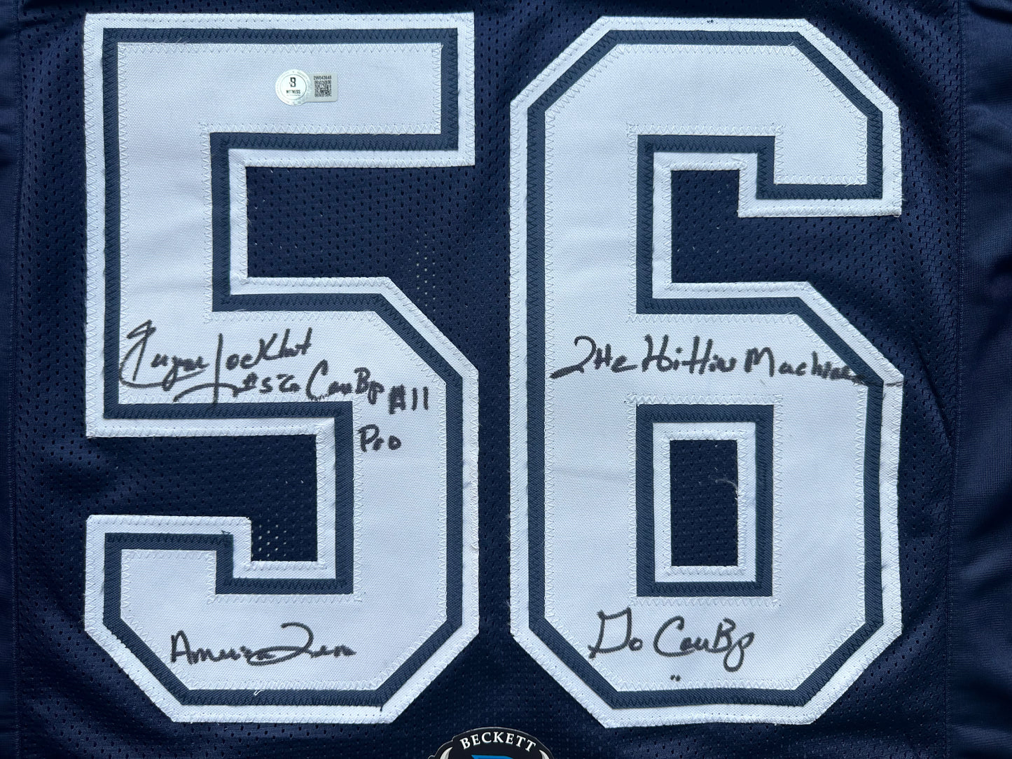 EUGENE LOCKHART DALLAS COWBOYS SIGNED BLUE JERSEY w/MULTI INSCs M BAS