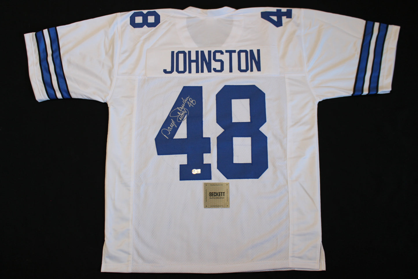 DARYL JOHNSTON DALLAS COWBOYS SIGNED HOME FOOTBALL JERSEY 2XL BAS COA