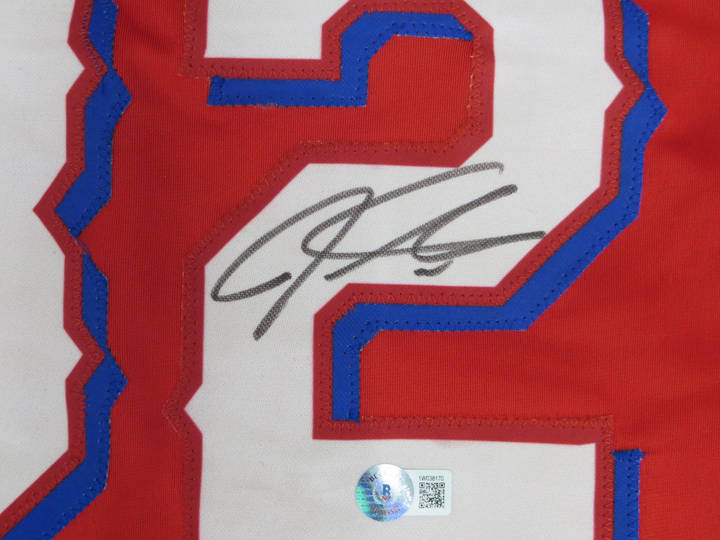 JOSH HAMILTON TEXAS RANGERS SIGNED RED JERSEY size L BAS COA