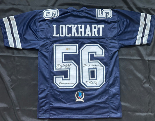 EUGENE LOCKHART DALLAS COWBOYS SIGNED BLUE JERSEY w/MULTI INSCs M BAS