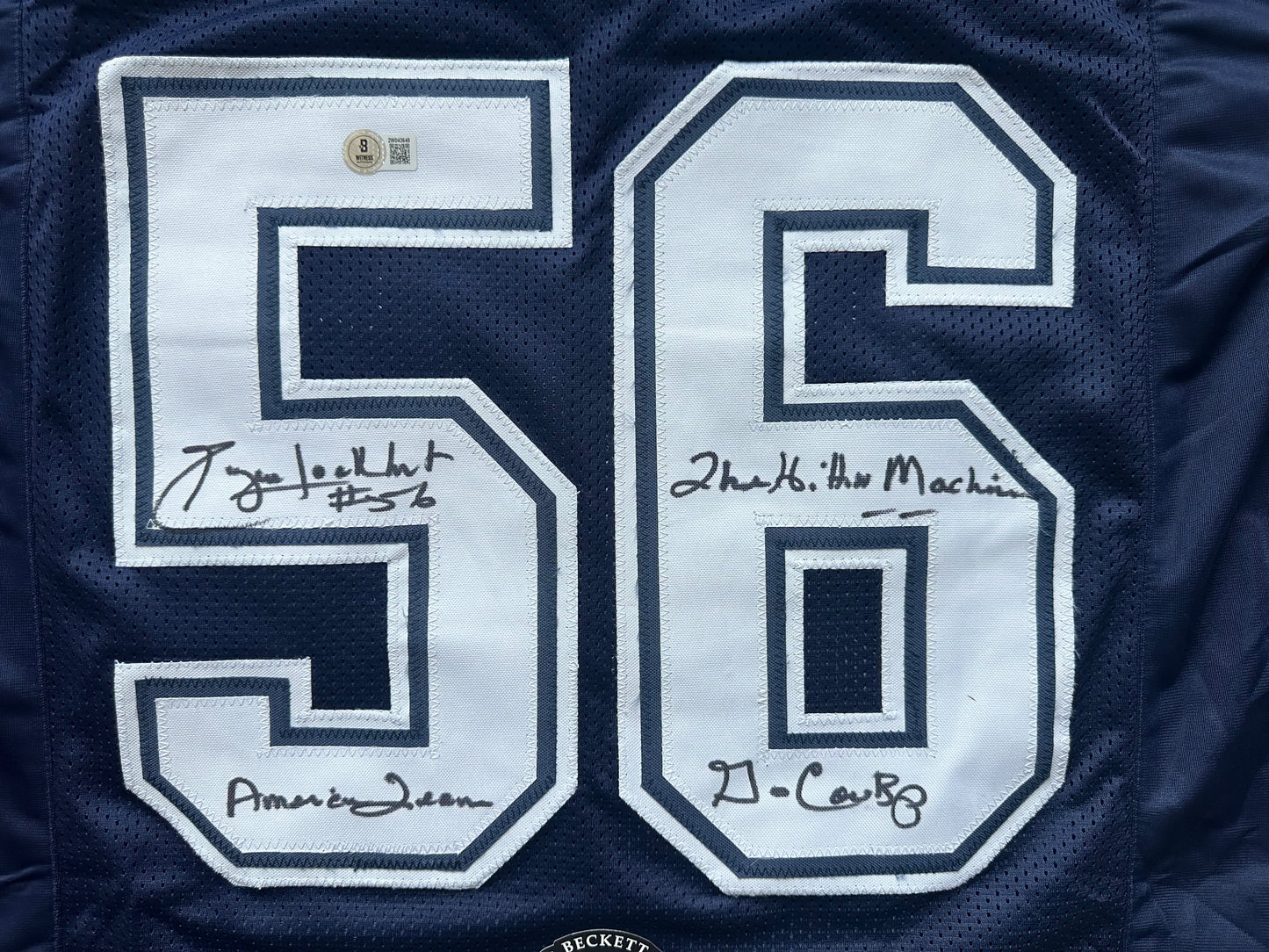 EUGENE LOCKHART DALLAS COWBOYS SIGNED BLUE JERSEY w/MULTI INSCs M BAS