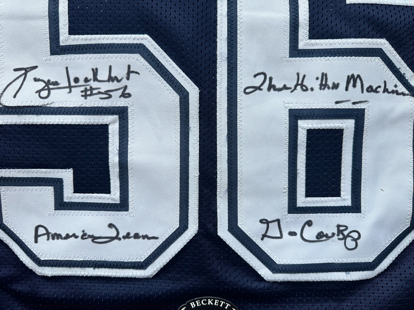 EUGENE LOCKHART DALLAS COWBOYS SIGNED BLUE JERSEY w/MULTI INSCs M BAS