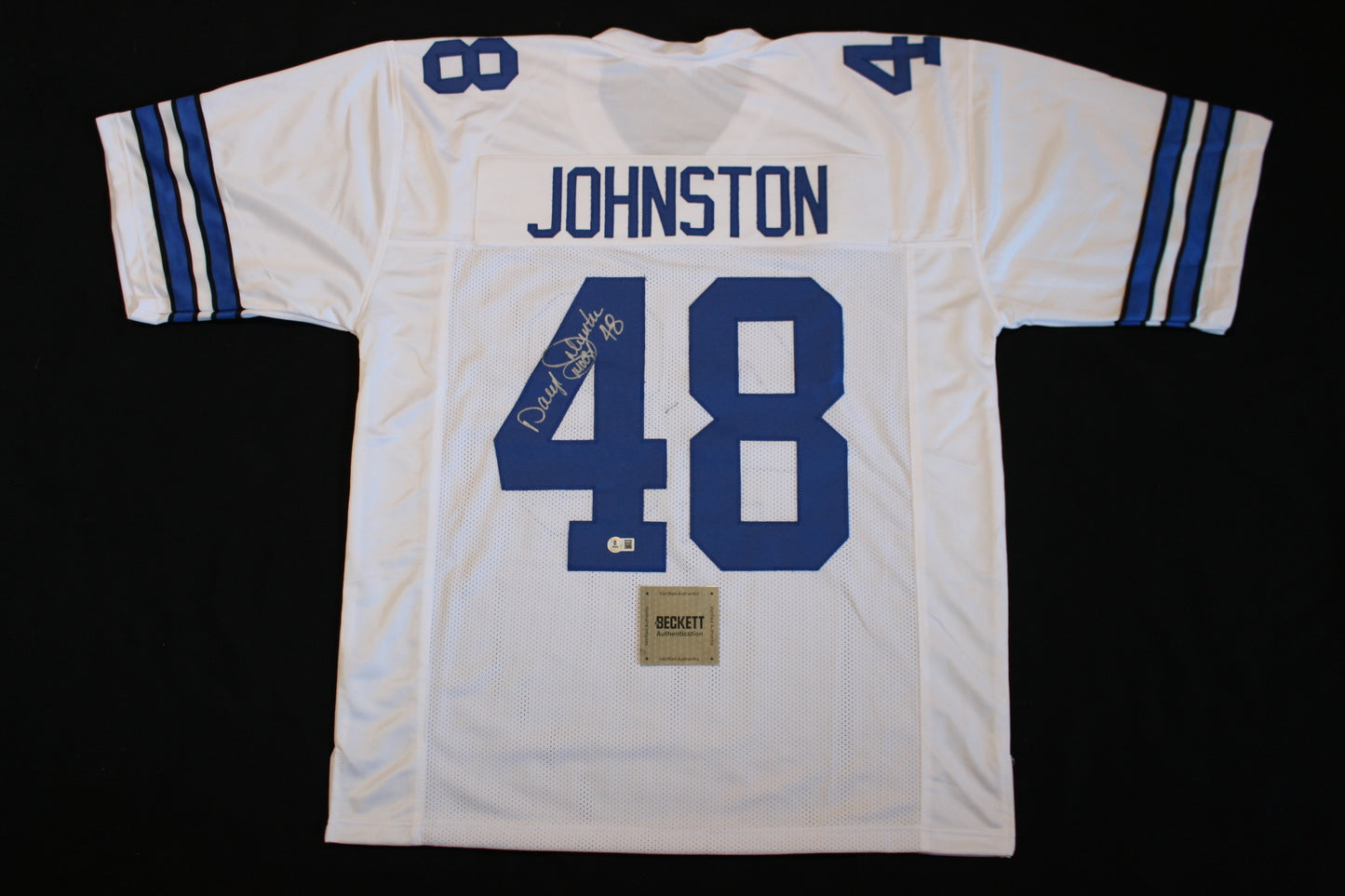 DARYL JOHNSTON DALLAS COWBOYS SIGNED HOME FOOTBALL JERSEY 2XL BAS COA