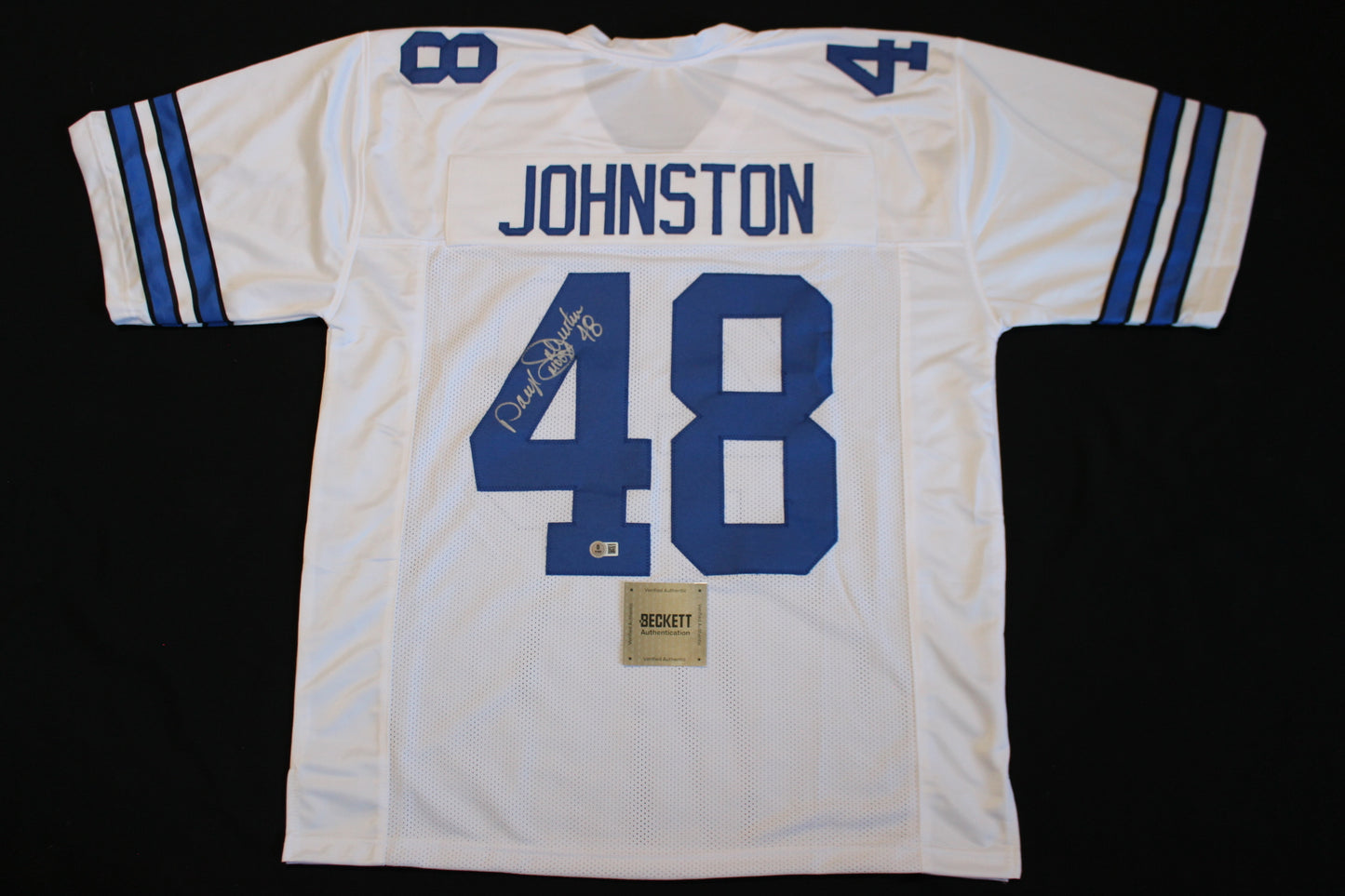 DARYL JOHNSTON DALLAS COWBOYS SIGNED HOME FOOTBALL JERSEY 2XL BAS COA