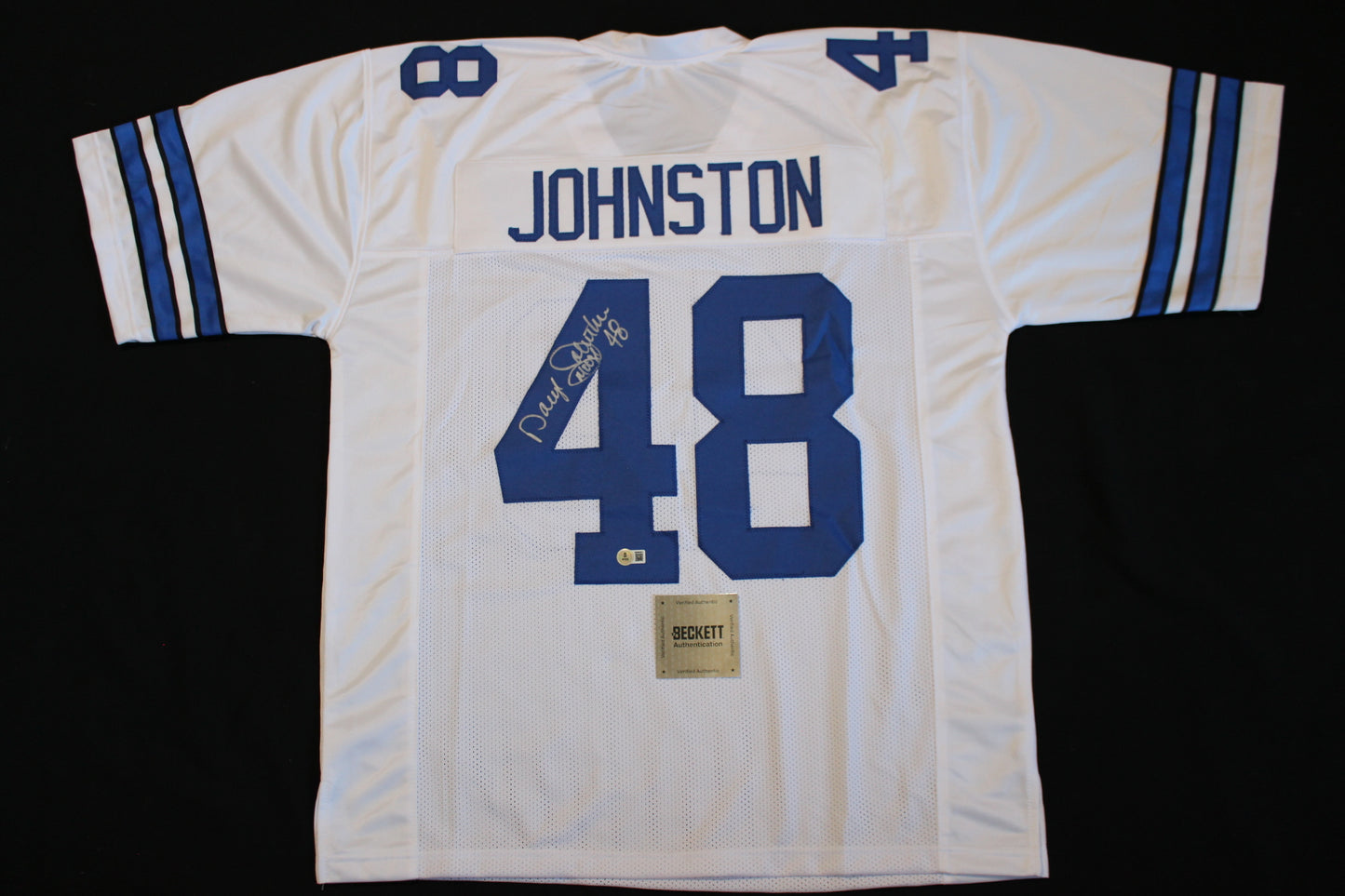 DARYL JOHNSTON DALLAS COWBOYS SIGNED HOME FOOTBALL JERSEY 2XL BAS COA