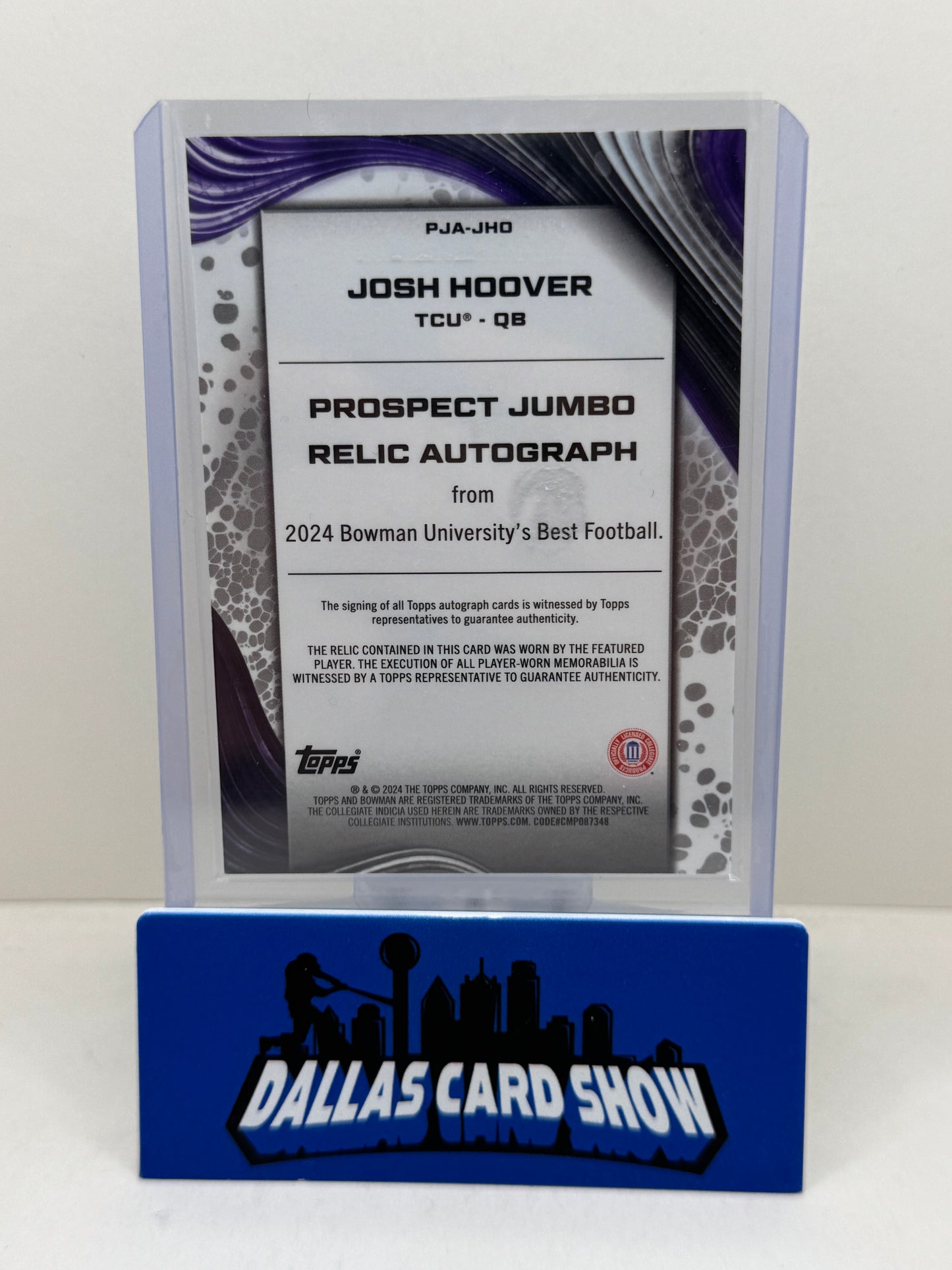 2024 Bowman U Best #PJA-JHO Josh Hoover Patch Jersey Autograph /99