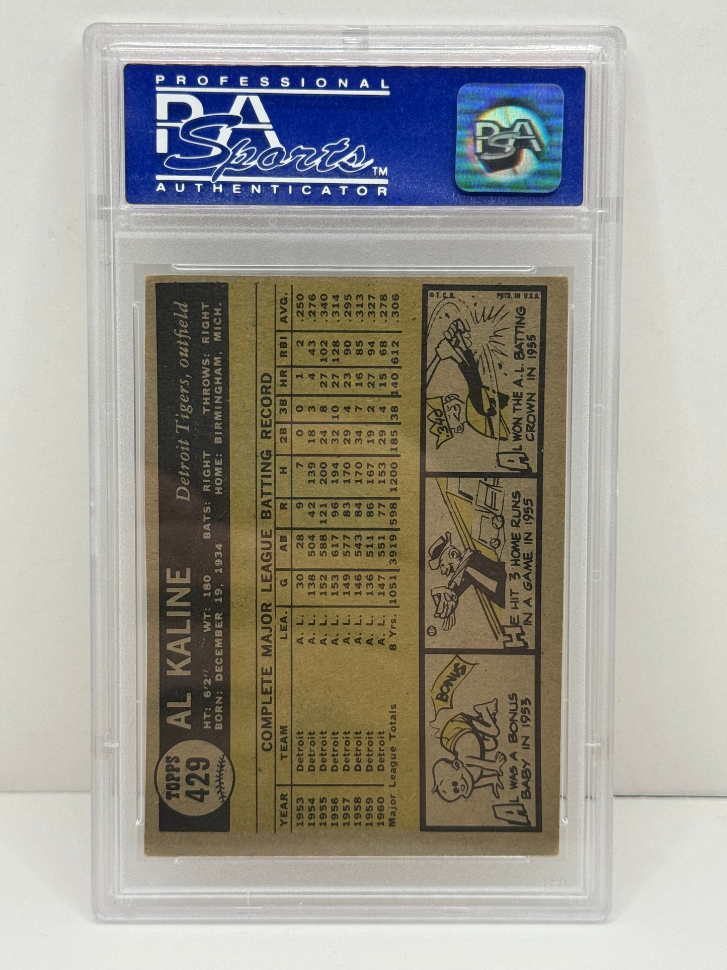 1961 Topps Al Kaline #429 PSA 5 EX Tigers