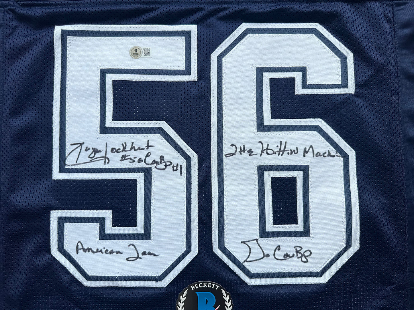 EUGENE LOCKHART DALLAS COWBOYS SIGNED BLUE JERSEY w/MULTI INSCs XL BAS