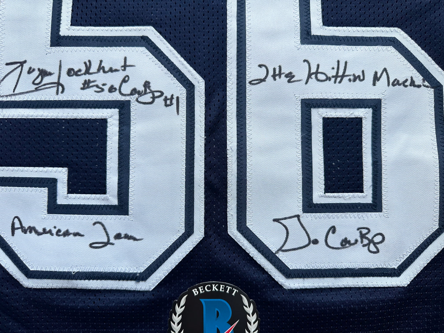 EUGENE LOCKHART DALLAS COWBOYS SIGNED BLUE JERSEY w/MULTI INSCs XL BAS