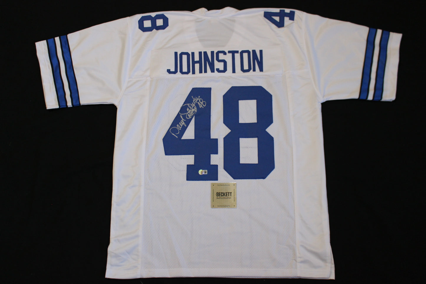 DARYL JOHNSTON DALLAS COWBOYS SIGNED HOME FOOTBALL JERSEY XL BAS COA