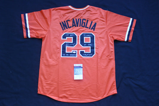 PETE INCAVIGLIA OSU ORANGE #29 "2x ALL AMERICAN" + 2INSC  JSA