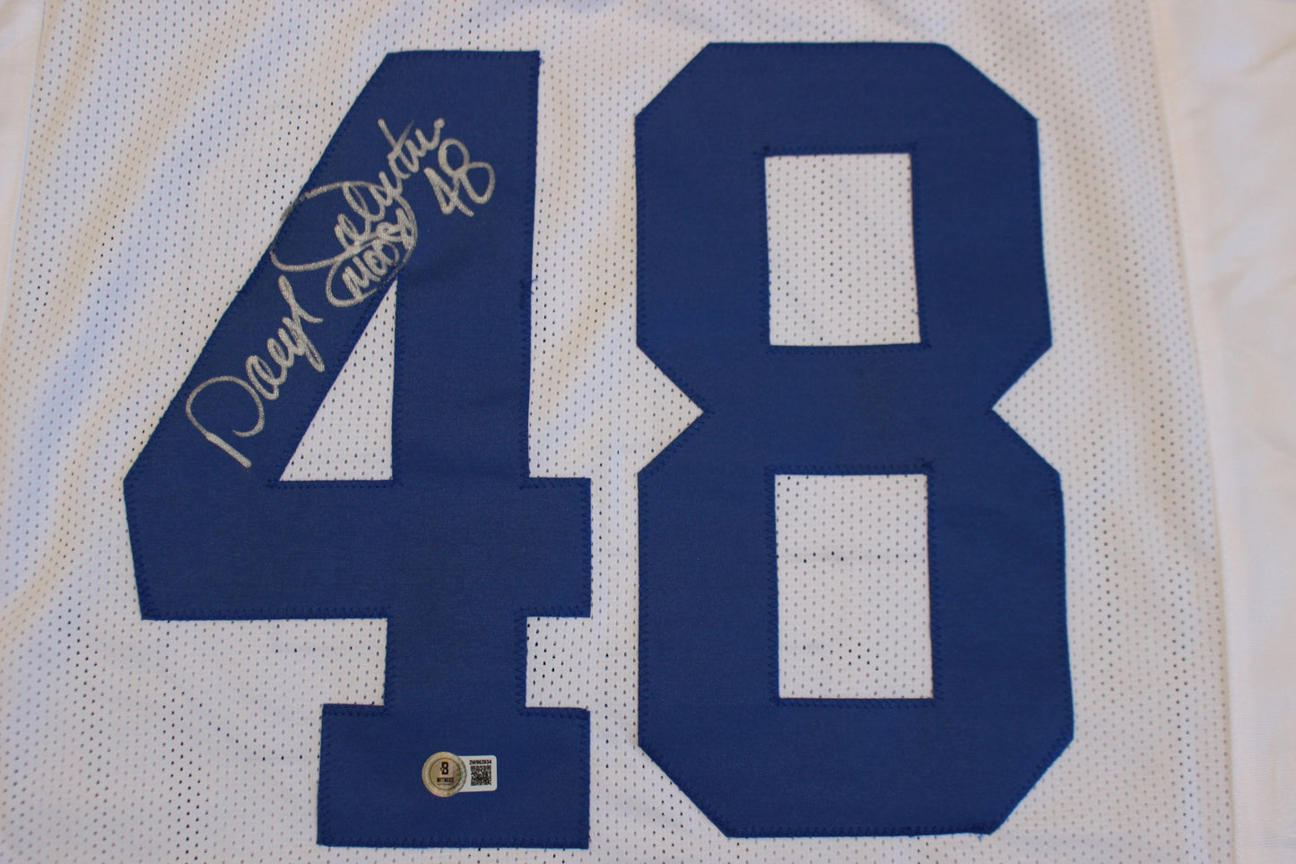 DARYL JOHNSTON DALLAS COWBOYS SIGNED HOME FOOTBALL JERSEY XL BAS COA