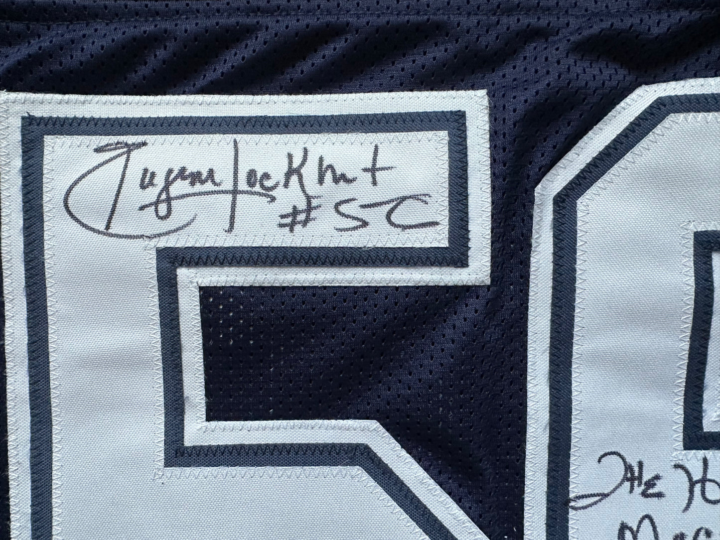 EUGENE LOCKHART DALLAS COWBOYS SIGNED BLUE JERSEY w/MULTI INSCs XL BAS