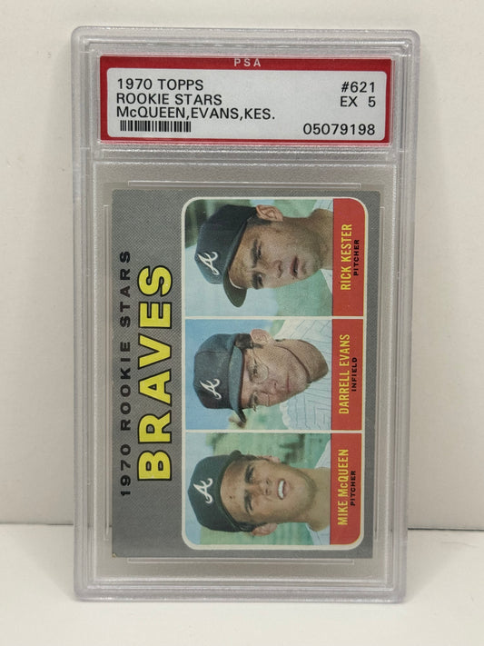 1970 Topps Rookie Stars Mcqueen, Evans, Kester #621 PSA 5 EX
