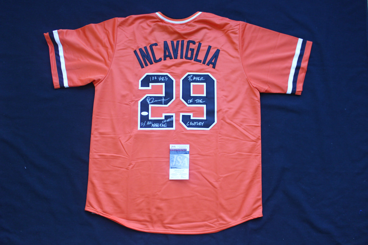 PETE INCAVIGLIA OSU ORANGE #29 "2x ALL AMERICAN" + 2INSC  JSA