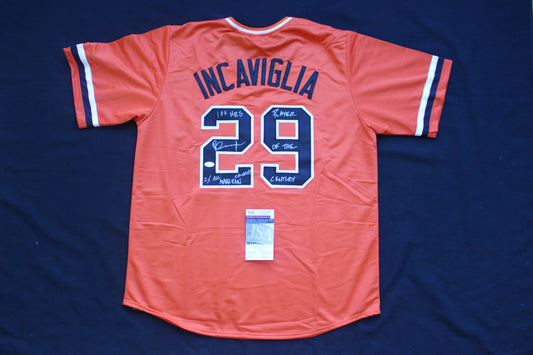 PETE INCAVIGLIA OSU ORANGE #29 "2x ALL AMERICAN" + 2INSC  JSA