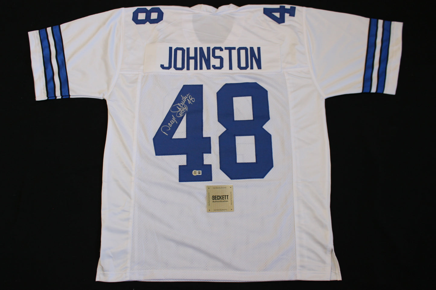 DARYL JOHNSTON DALLAS COWBOYS SIGNED HOME FOOTBALL JERSEY XL BAS COA