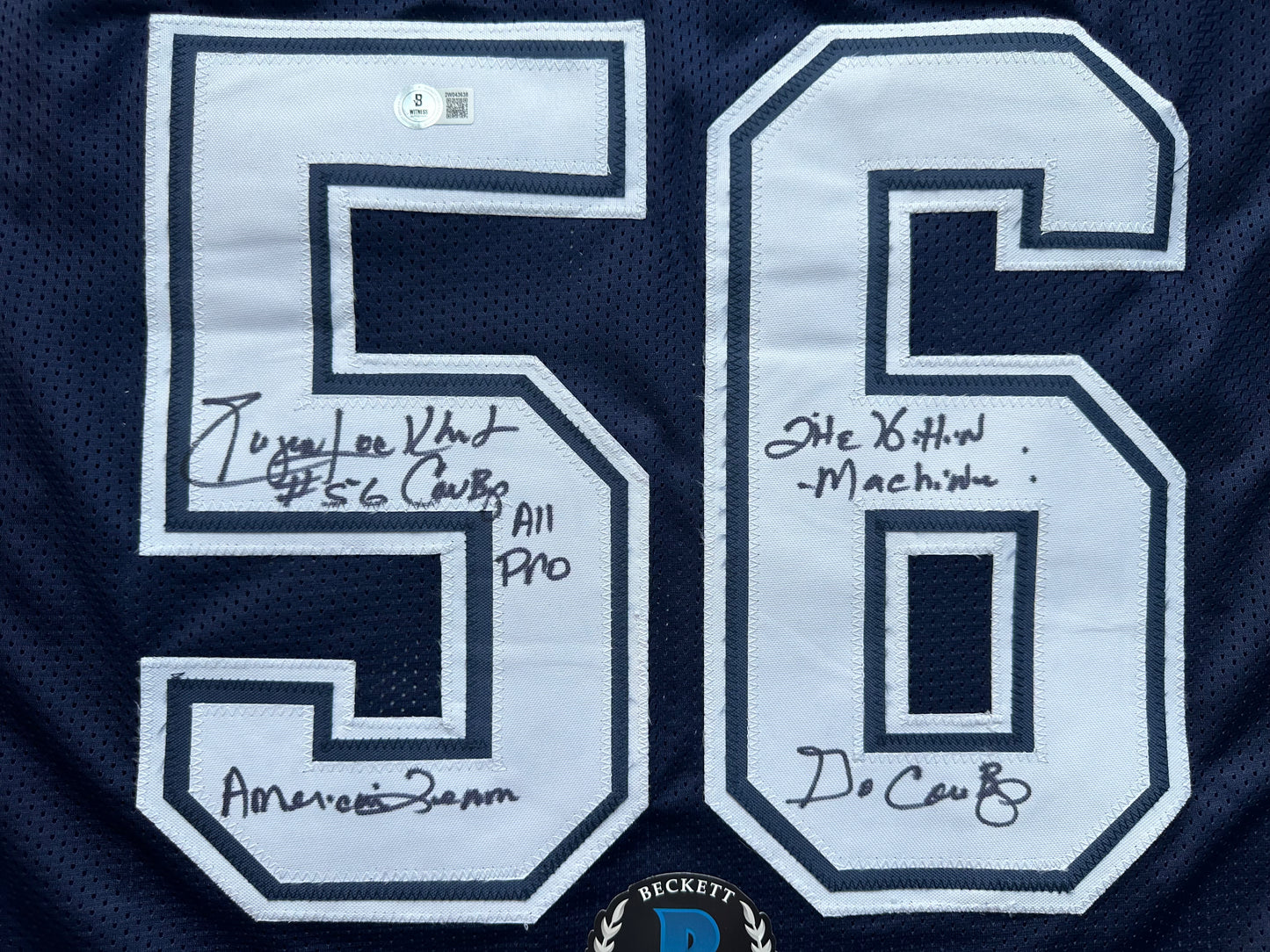 EUGENE LOCKHART DALLAS COWBOYS SIGNED BLUE JERSEY w/MULTI INSCs XL BAS