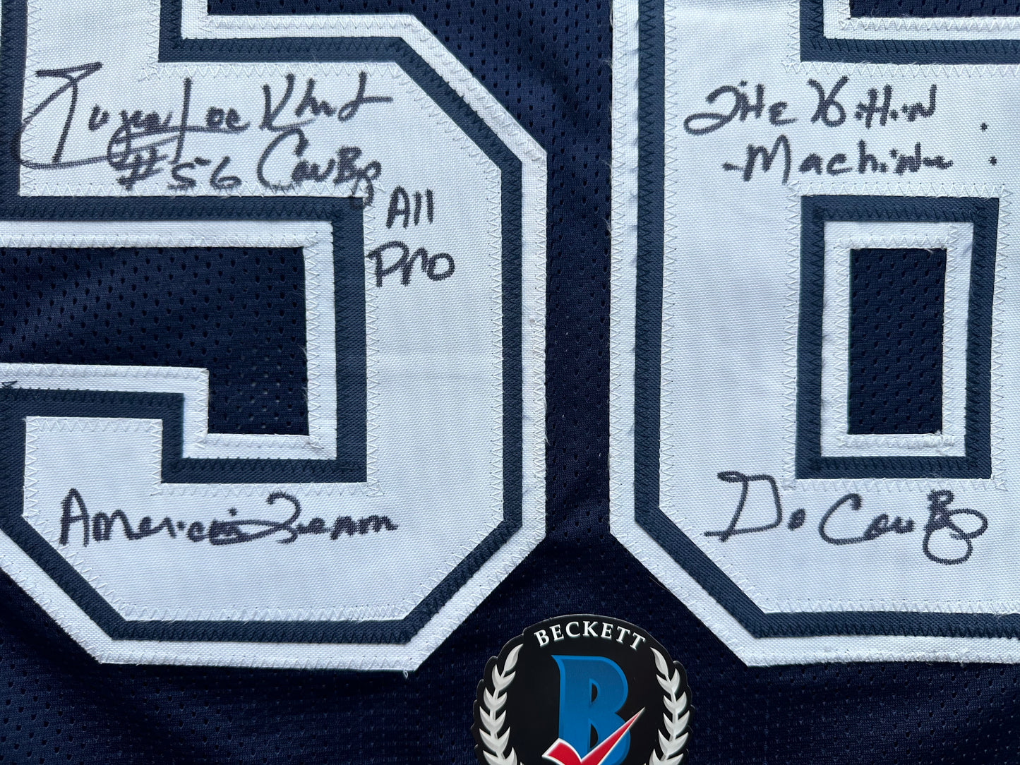 EUGENE LOCKHART DALLAS COWBOYS SIGNED BLUE JERSEY w/MULTI INSCs XL BAS