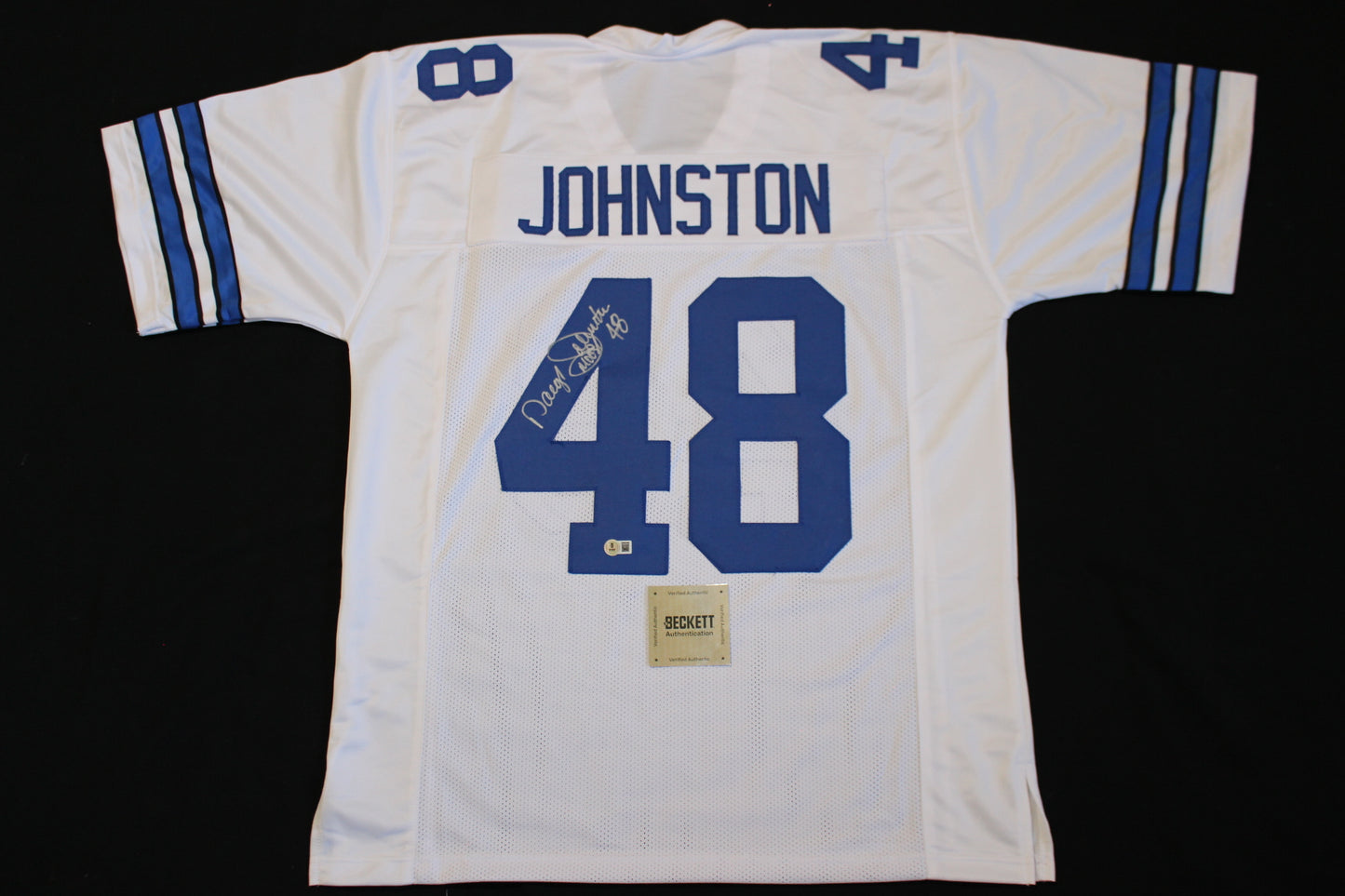 DARYL JOHNSTON DALLAS COWBOYS SIGNED HOME FOOTBALL JERSEY XL BAS COA