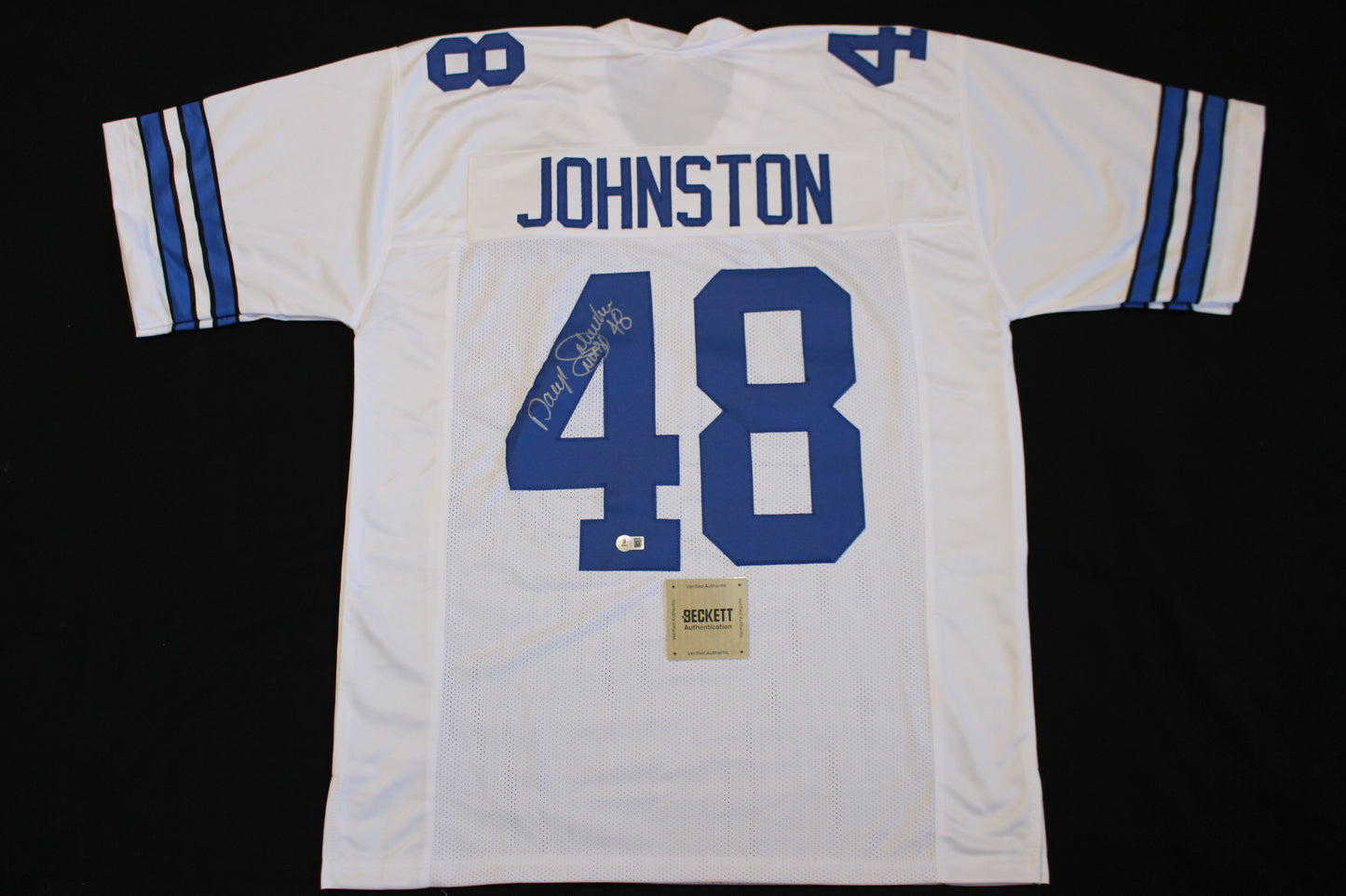 DARYL JOHNSTON DALLAS COWBOYS SIGNED HOME FOOTBALL JERSEY XL BAS COA