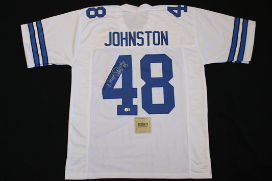 DARYL JOHNSTON DALLAS COWBOYS SIGNED HOME FOOTBALL JERSEY XL BAS COA