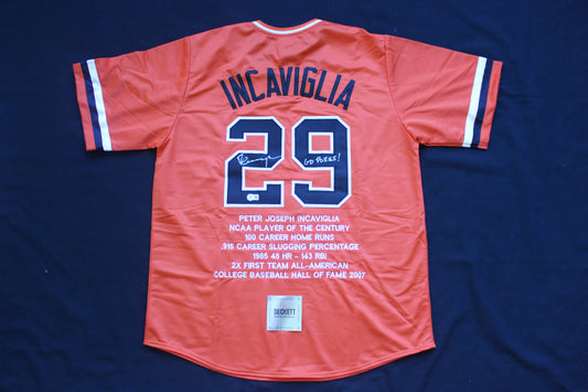 PETE INCAVIGLIA OSU ORANGE #29 "GO POKES" with STATS