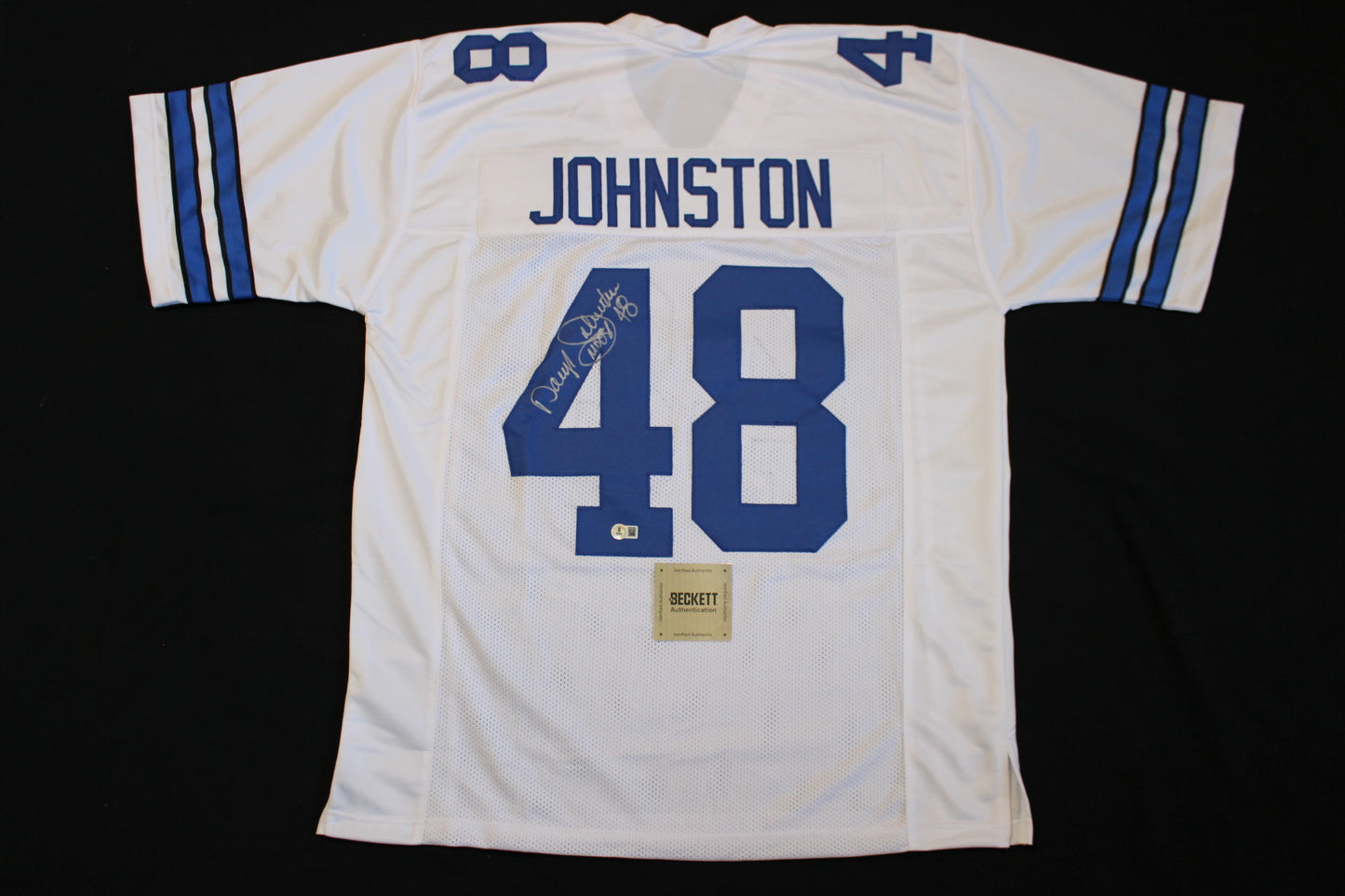 DARYL JOHNSTON DALLAS COWBOYS SIGNED HOME FOOTBALL JERSEY XL BAS COA