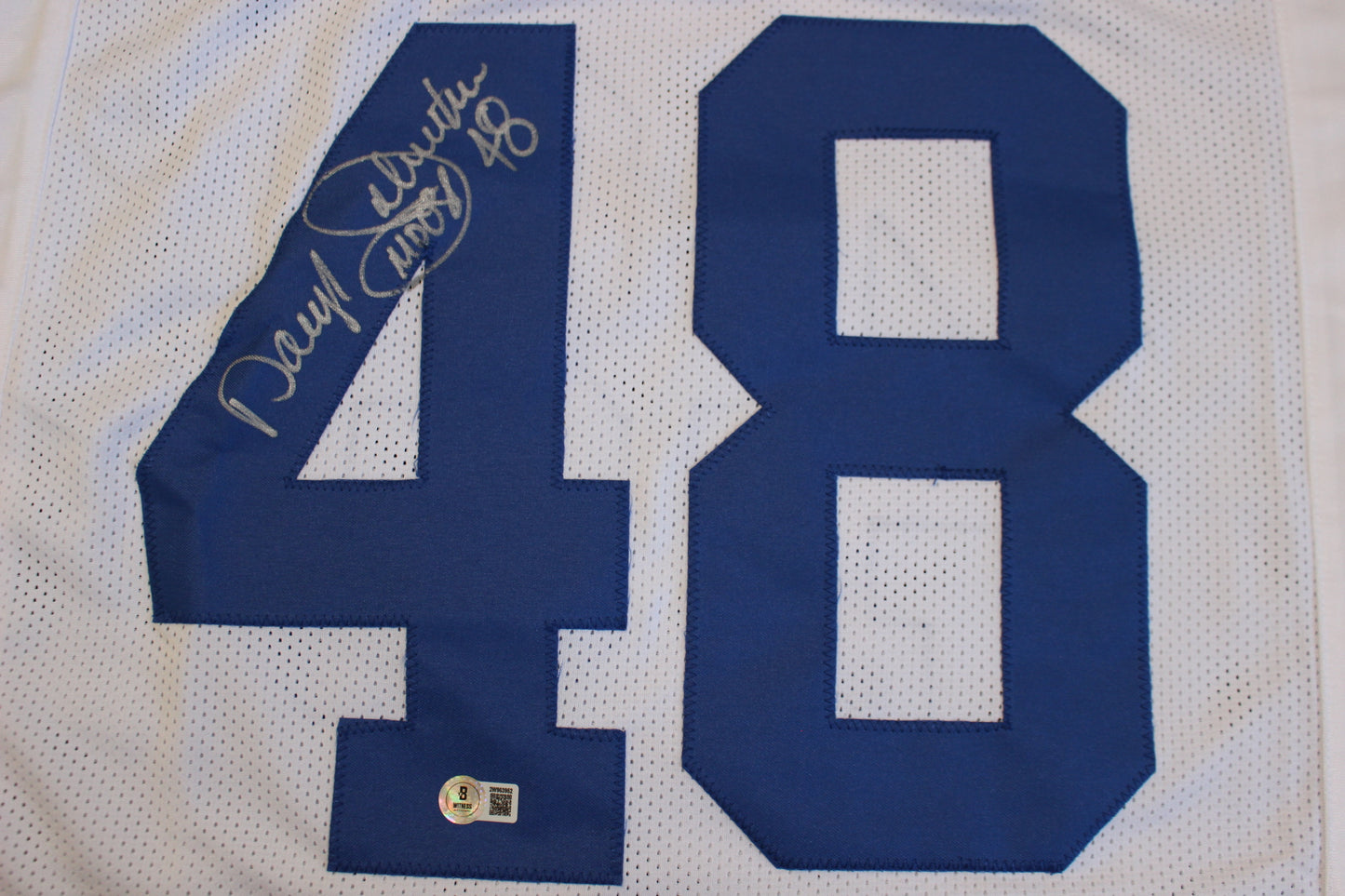 DARYL JOHNSTON DALLAS COWBOYS SIGNED HOME FOOTBALL JERSEY XL BAS COA