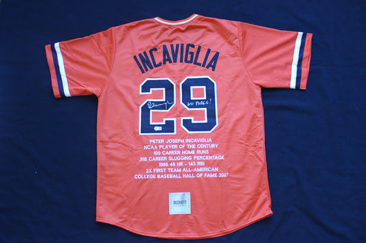 PETE INCAVIGLIA OSU ORANGE #29 "GO POKES" with STATS