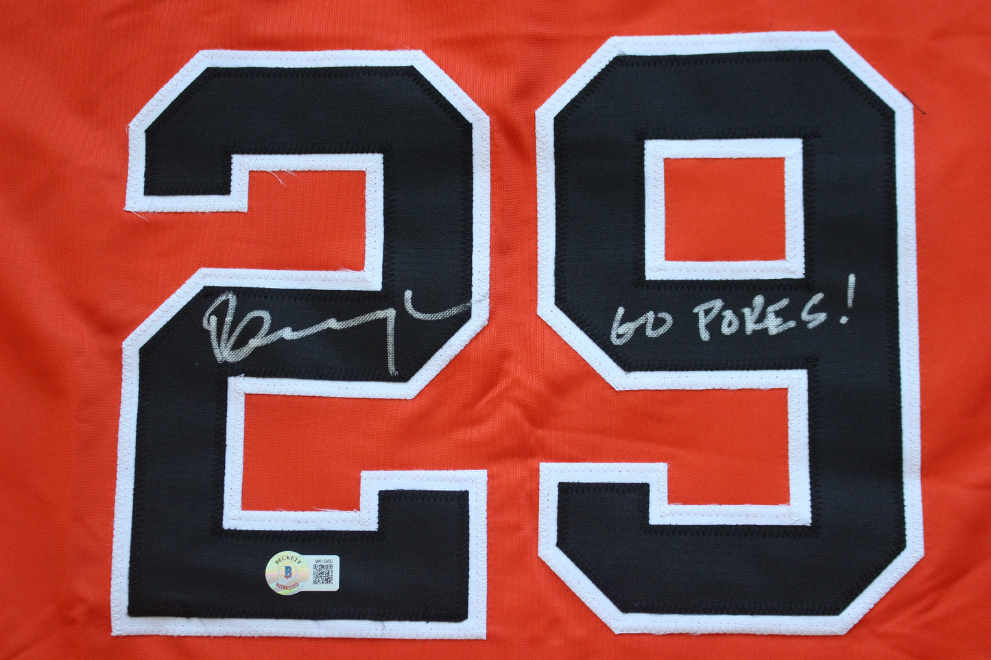PETE INCAVIGLIA OSU ORANGE #29 "GO POKES" with STATS