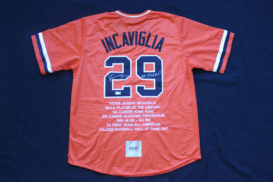 PETE INCAVIGLIA OSU ORANGE #29 "GO POKES" with STATS