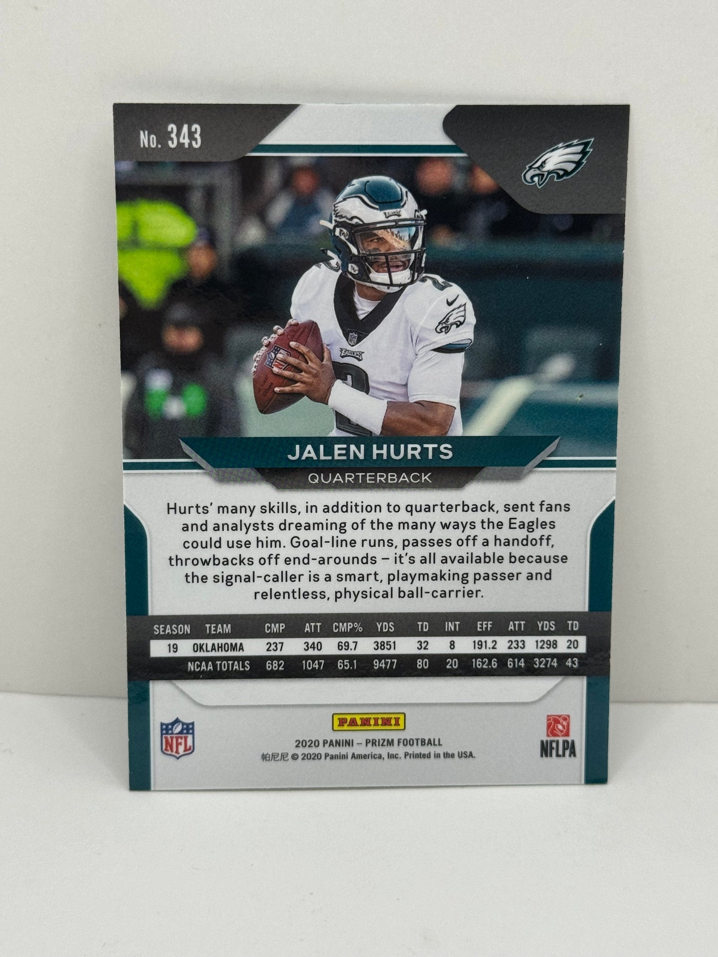 2020 Prizm Jalen Hurts Rookie Card RC #343 Eagles