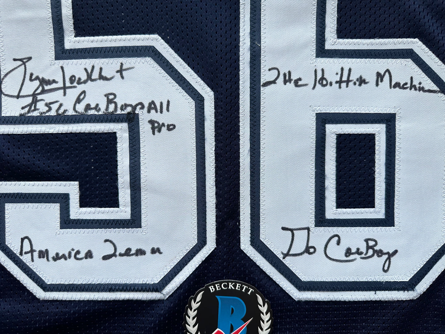 EUGENE LOCKHART DALLAS COWBOYS SIGNED BLUE JERSEY w/MULTI INSCs L BAS