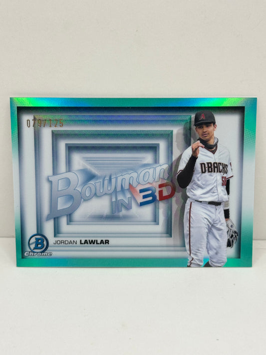 2022 Bowman Chrome Jordan Lawlar Bowman in 3D Aqua Refractor #/125