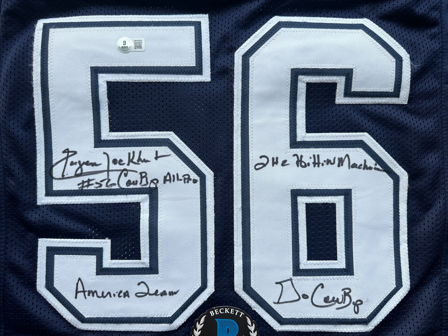 EUGENE LOCKHART DALLAS COWBOYS SIGNED BLUE JERSEY w/MULTI INSCs L BAS