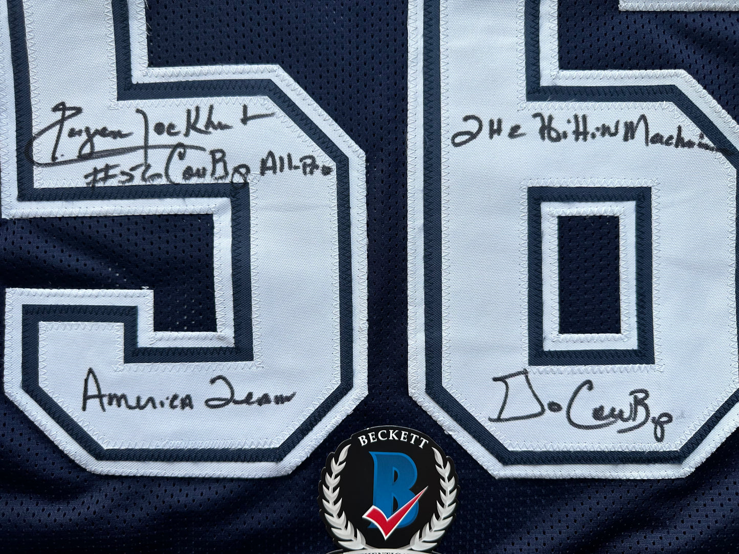 EUGENE LOCKHART DALLAS COWBOYS SIGNED BLUE JERSEY w/MULTI INSCs L BAS