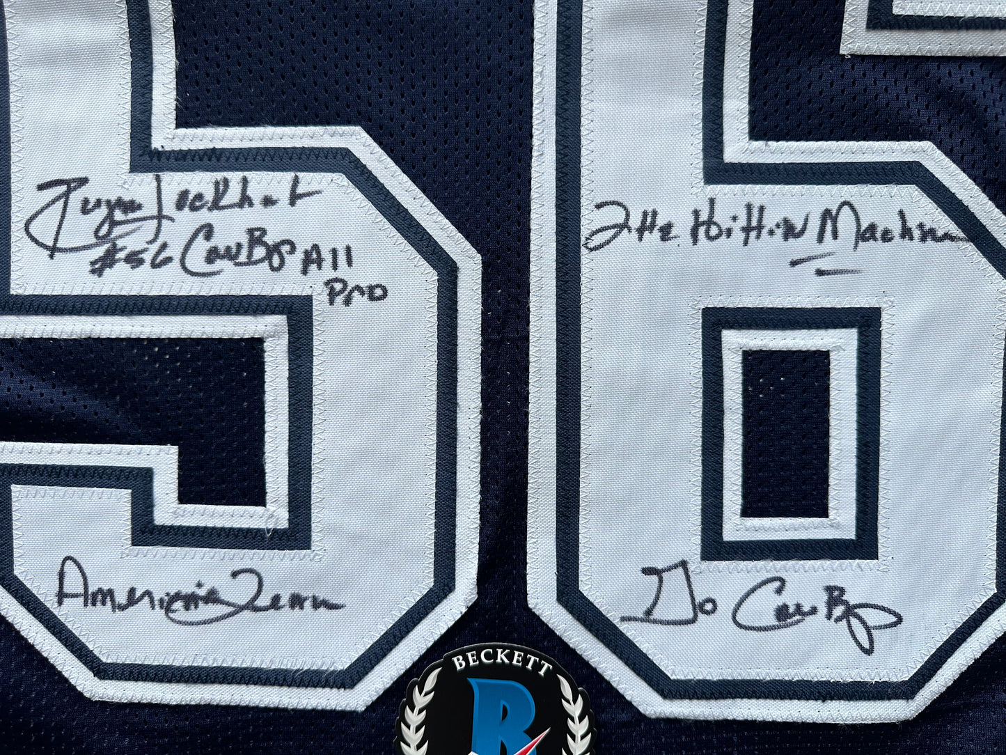 EUGENE LOCKHART DALLAS COWBOYS SIGNED BLUE JERSEY w/MULTI INSCs L BAS