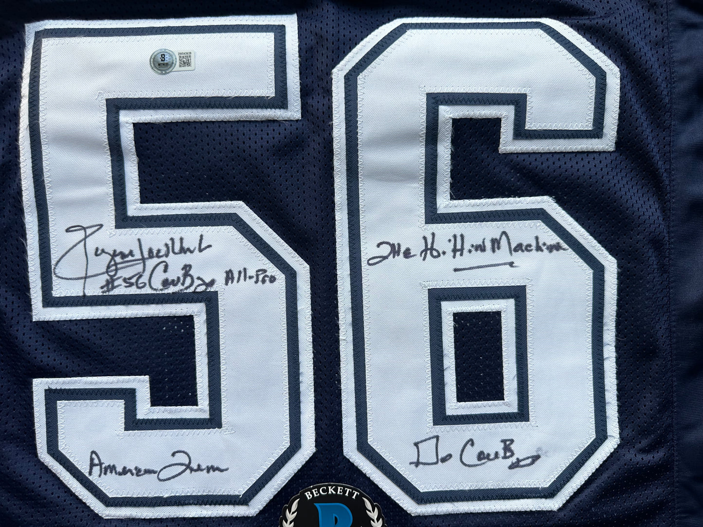 EUGENE LOCKHART DALLAS COWBOYS SIGNED BLUE JERSEY w/MULTI INSCs L BAS