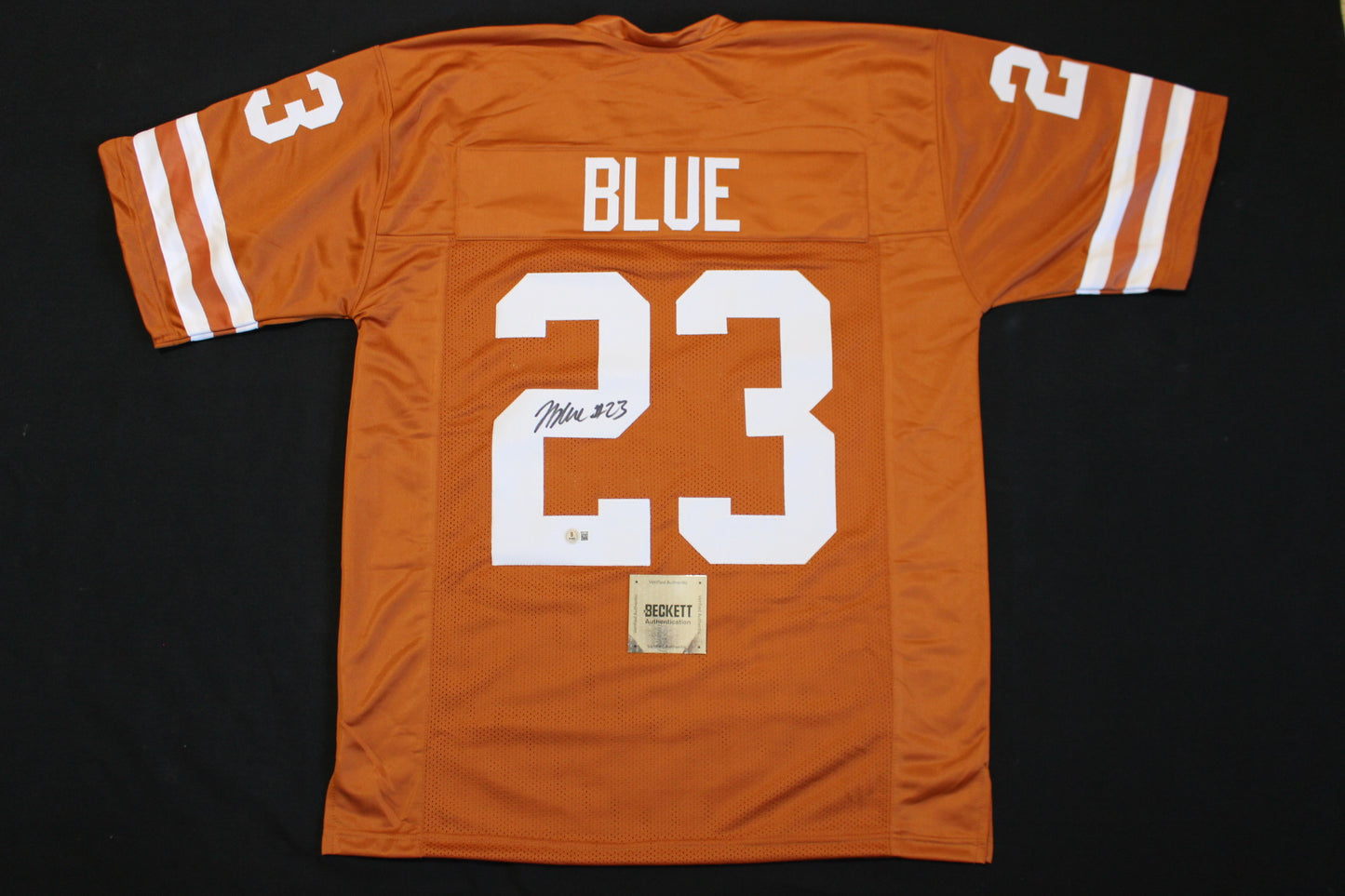 JAYDON BLUE TEXAS LONGHORNS SIGNED BURNT ORANGE FOOTBALL JERSEY Cowboys BAS COA