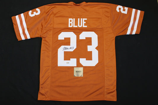 JAYDON BLUE TEXAS LONGHORNS SIGNED BURNT ORANGE FOOTBALL JERSEY Cowboys BAS COA