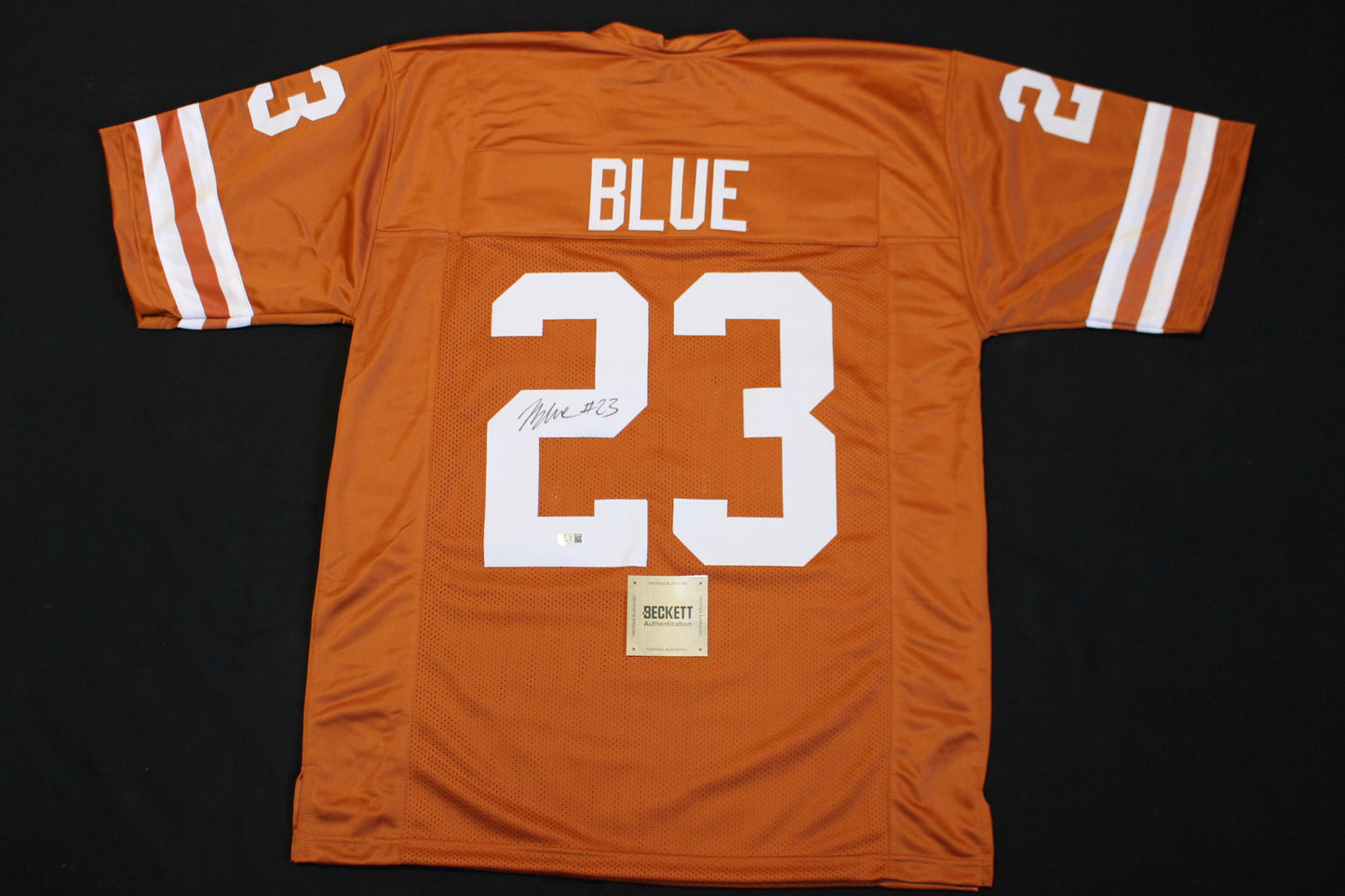 JAYDON BLUE TEXAS LONGHORNS SIGNED BURNT ORANGE FOOTBALL JERSEY Cowboys BAS COA