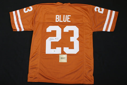 JAYDON BLUE TEXAS LONGHORNS SIGNED BURNT ORANGE FOOTBALL JERSEY Cowboys BAS COA