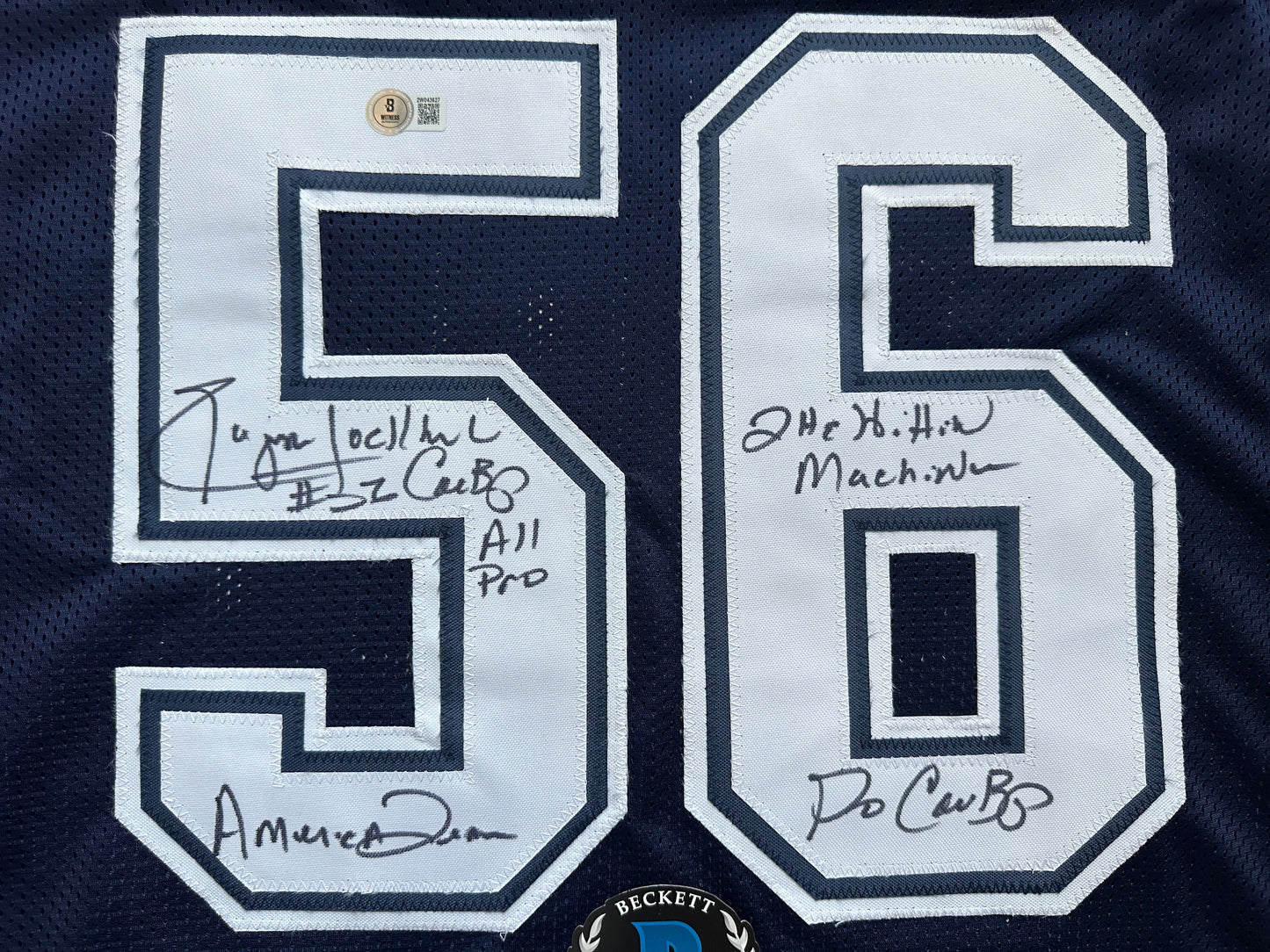 EUGENE LOCKHART DALLAS COWBOYS SIGNED BLUE JERSEY w/MULTI INSCs 2XL BAS