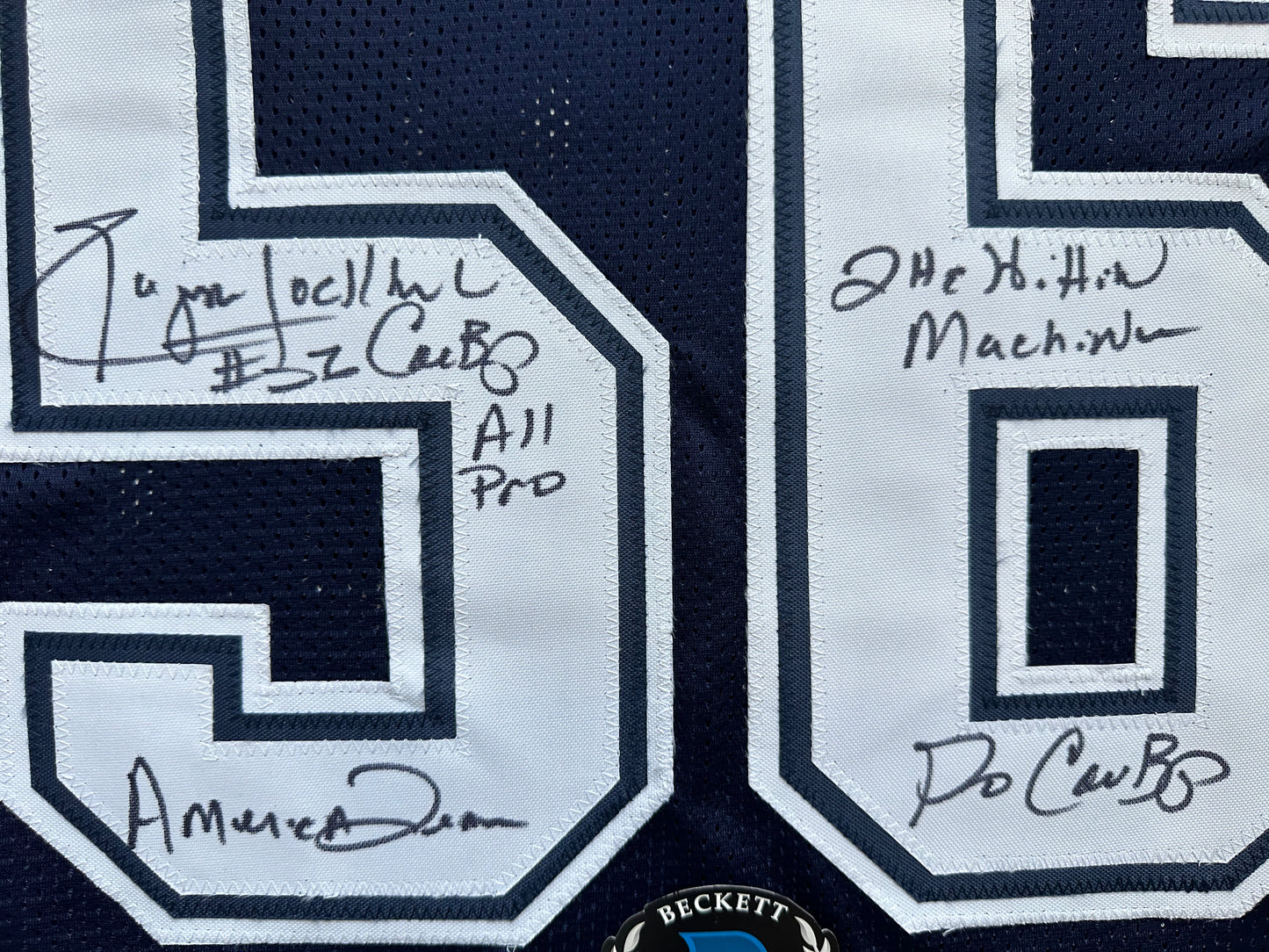 EUGENE LOCKHART DALLAS COWBOYS SIGNED BLUE JERSEY w/MULTI INSCs 2XL BAS