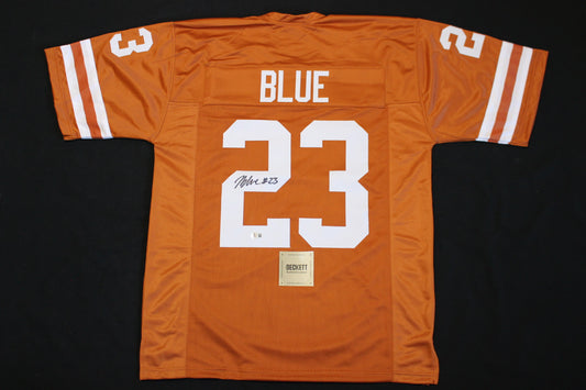 JAYDON BLUE TEXAS LONGHORNS SIGNED BURNT ORANGE FOOTBALL JERSEY Cowboys BAS COA