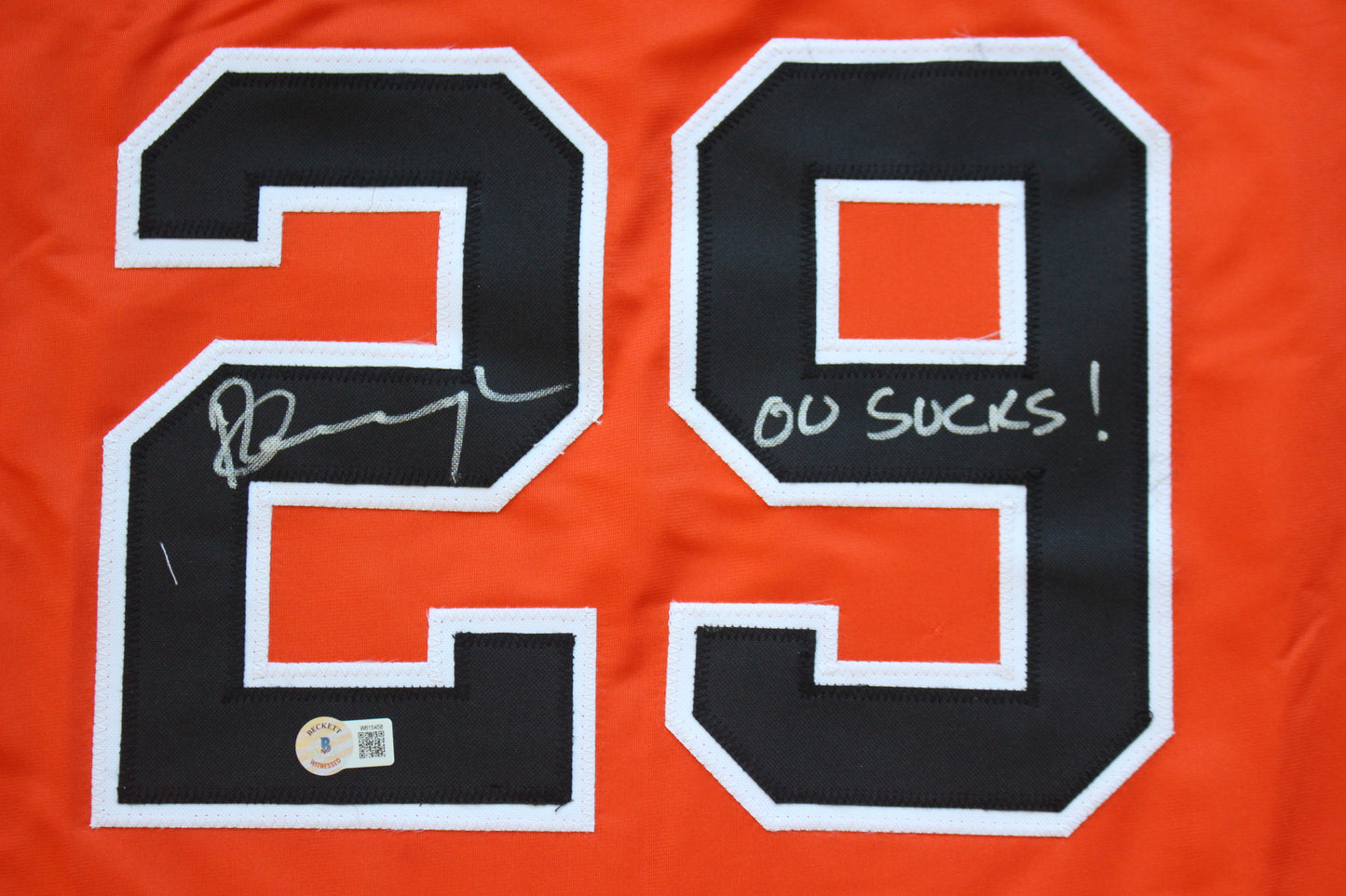 PETE INCAVIGLIA OSU ORANGE #29 "OU SUCKS!" with STATS